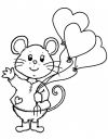 Disegno di un topolino con i cuori per San Valentino