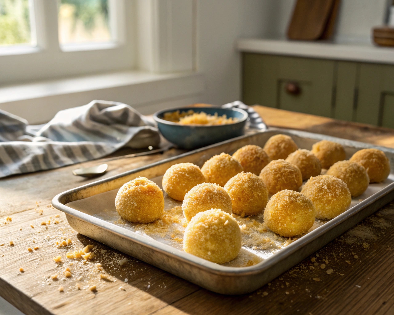 Arancine con crema di lenticchie peperoni e finocchietto