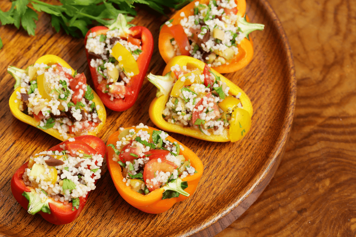 Peperoni ripieni di cous cous e verdure