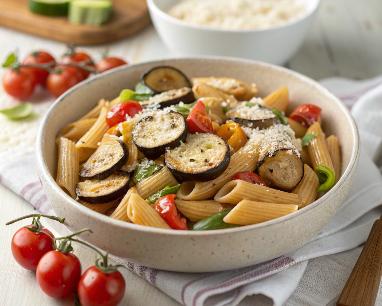 Pasta con verdure grigliate e ricotta salata