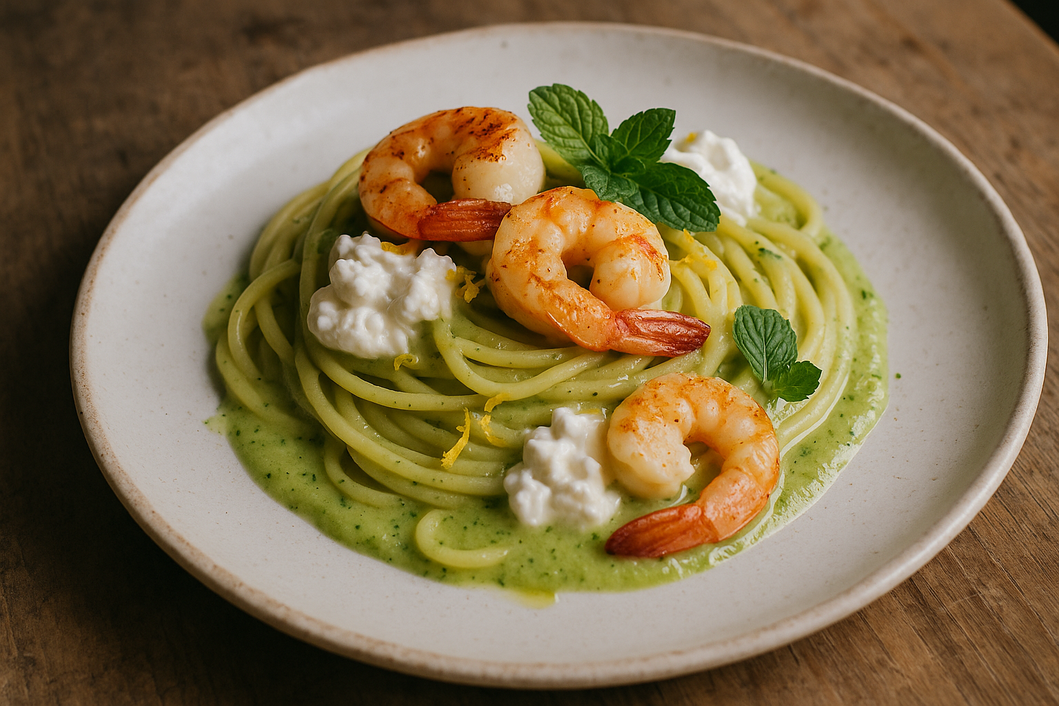 Spaghetti con crema di zucchine, stracciatella e gamberi: la ricetta e come tenere insieme la crema
